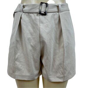 H & M Womens Beige High-Waisted Shorts With Belt Detail Sz S